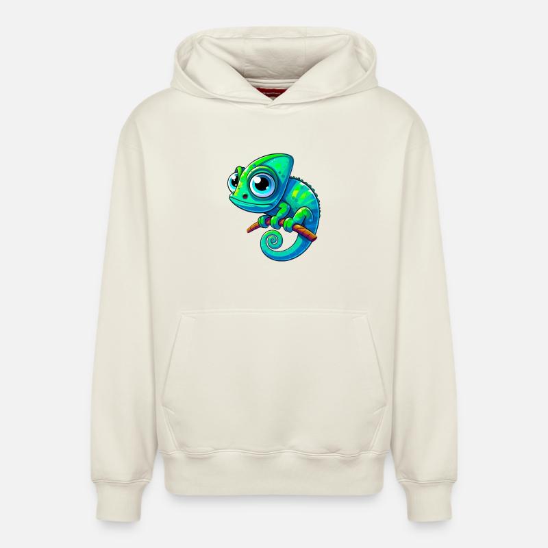 Caméléon - Sweat à capuche unisexe décontracté en coton biologique – de SPREAD - blanc cassé