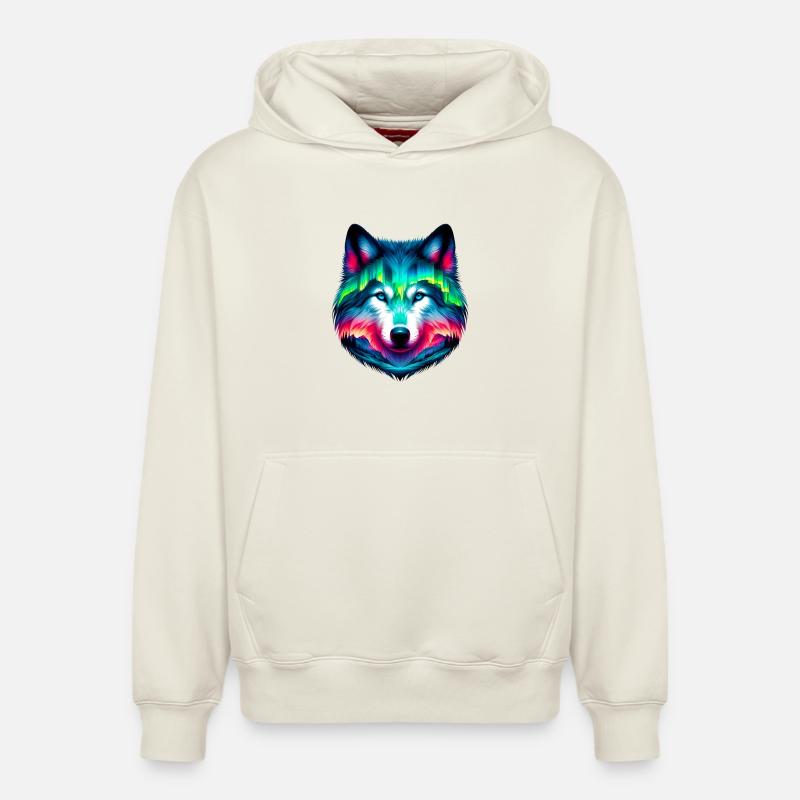 Loup - Sweat à capuche unisexe décontracté en coton biologique – de SPREAD - blanc cassé