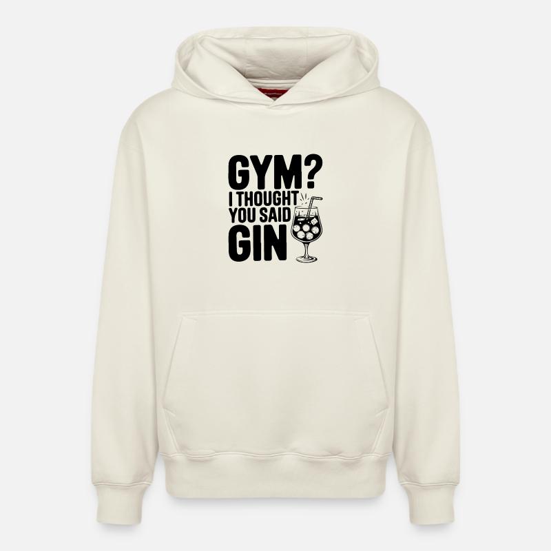 Fitnessstudio oder Gin? Lustiges Zitat - Relaxed Unisex Organic Hoodie – von SPREAD - Naturweiß