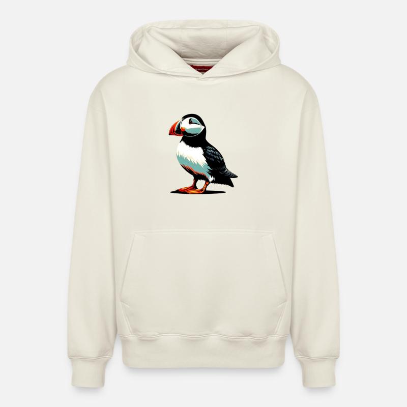 Macareux - Sweat à capuche unisexe décontracté en coton biologique – de SPREAD - blanc cassé