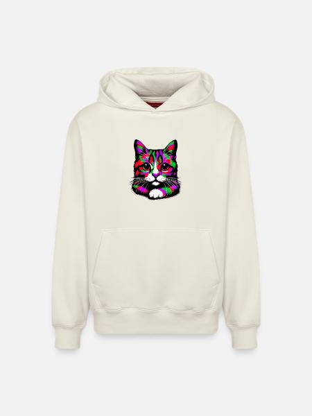 Chat - Sweat à capuche unisexe décontracté en coton biologique – de SPREAD - blanc cassé