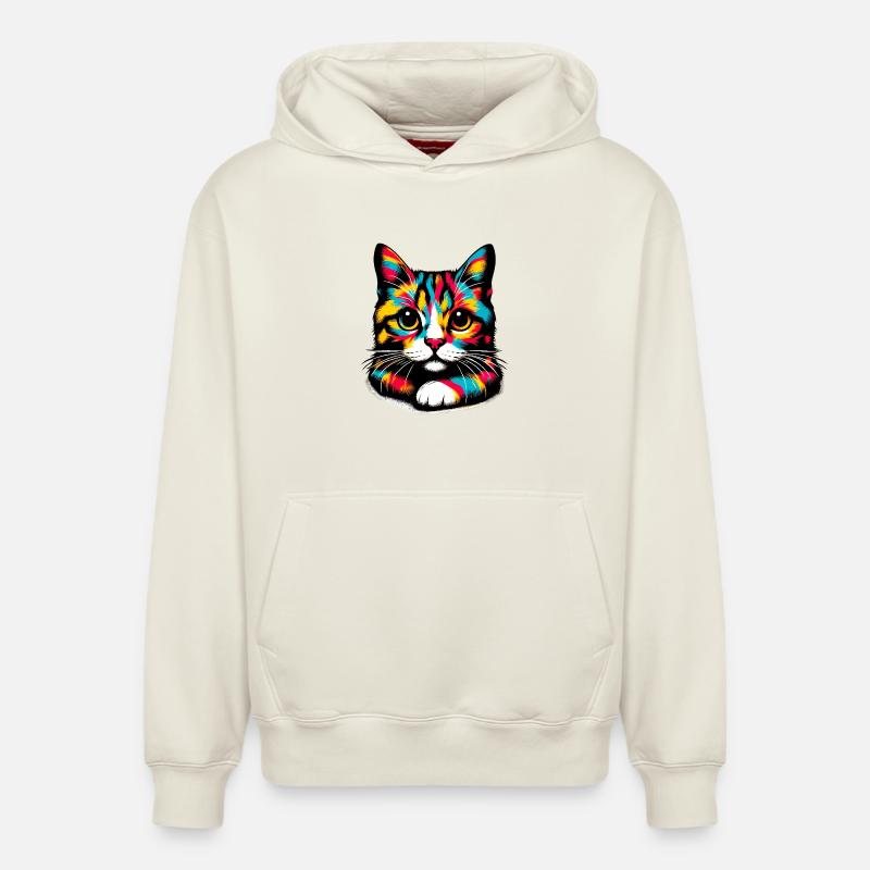 Chat - Sweat à capuche unisexe décontracté en coton biologique – de SPREAD - blanc cassé