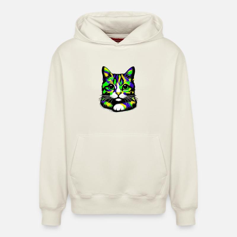 Chat - Sweat à capuche unisexe décontracté en coton biologique – de SPREAD - blanc cassé