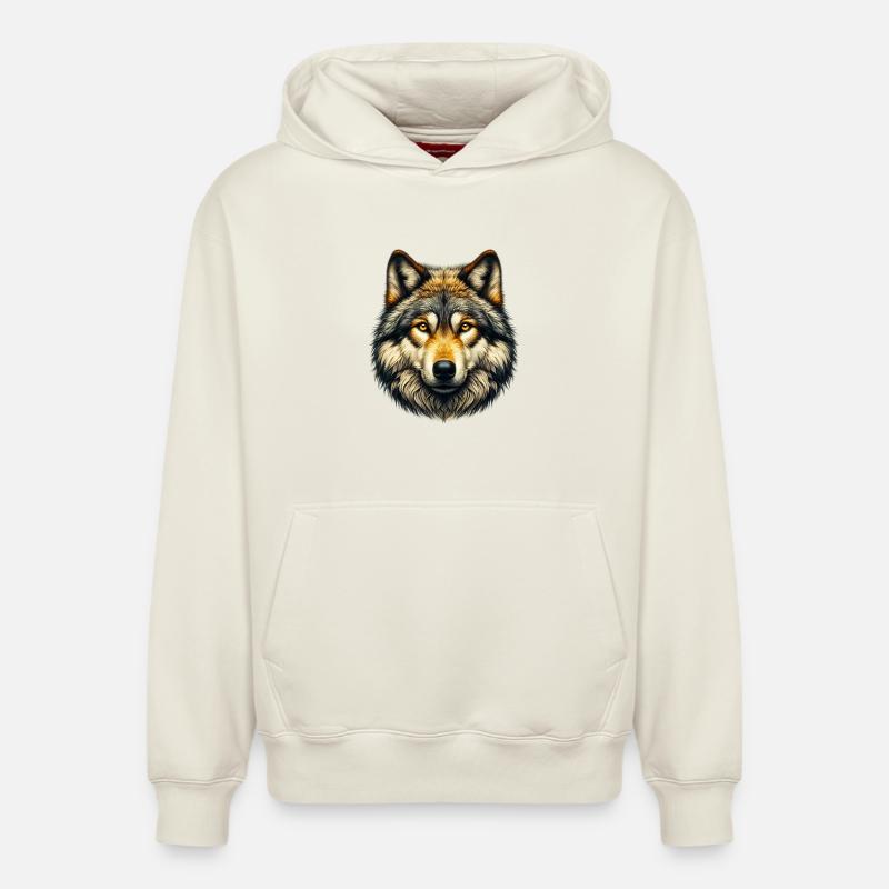 Loup - Sweat à capuche unisexe décontracté en coton biologique – de SPREAD - blanc cassé