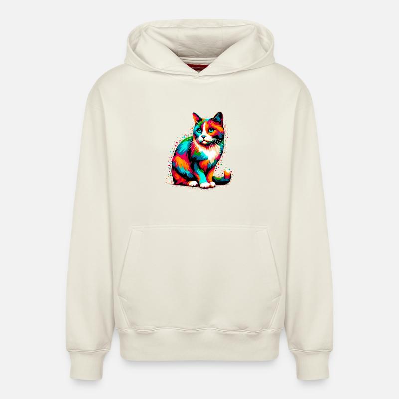 Chat - Sweat à capuche unisexe décontracté en coton biologique – de SPREAD - blanc cassé