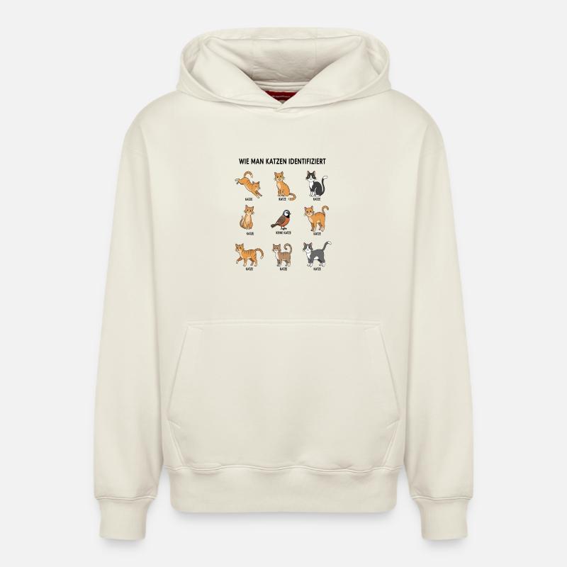Guide d’identification des chats - Sweat à capuche unisexe décontracté en coton biologique – de SPREAD - blanc cassé