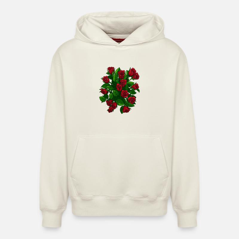 Roses élégantes en fleurs - Sweat à capuche unisexe décontracté en coton biologique – de SPREAD - blanc cassé