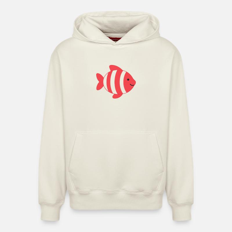 Poisson à rayures - Sweat à capuche unisexe décontracté en coton biologique – de SPREAD - blanc cassé