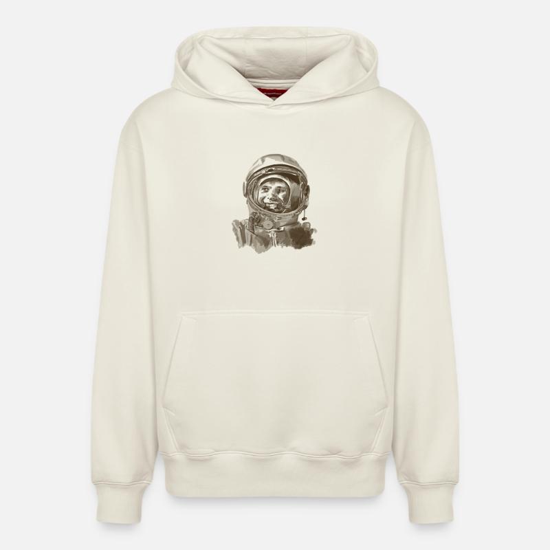 Impression esthétique de cosmonaute - Sweat à capuche unisexe décontracté en coton biologique – de SPREAD - blanc cassé
