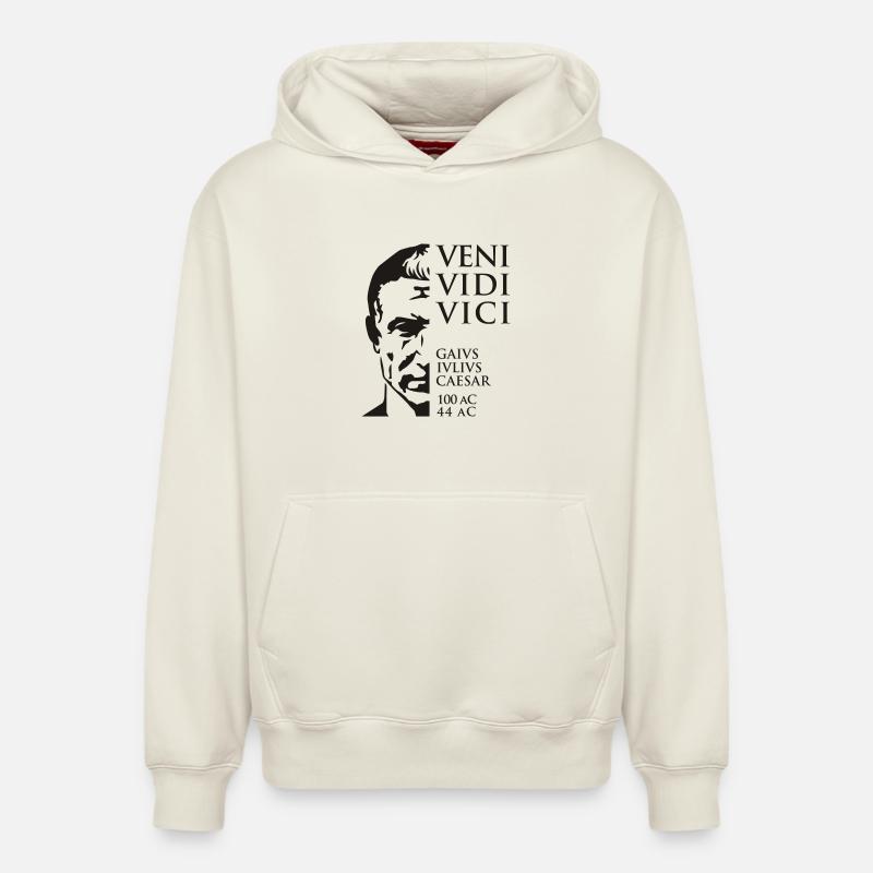 Veni Vidi Vici César Citation Empereur - Sweat à capuche unisexe décontracté en coton biologique – de SPREAD - blanc cassé