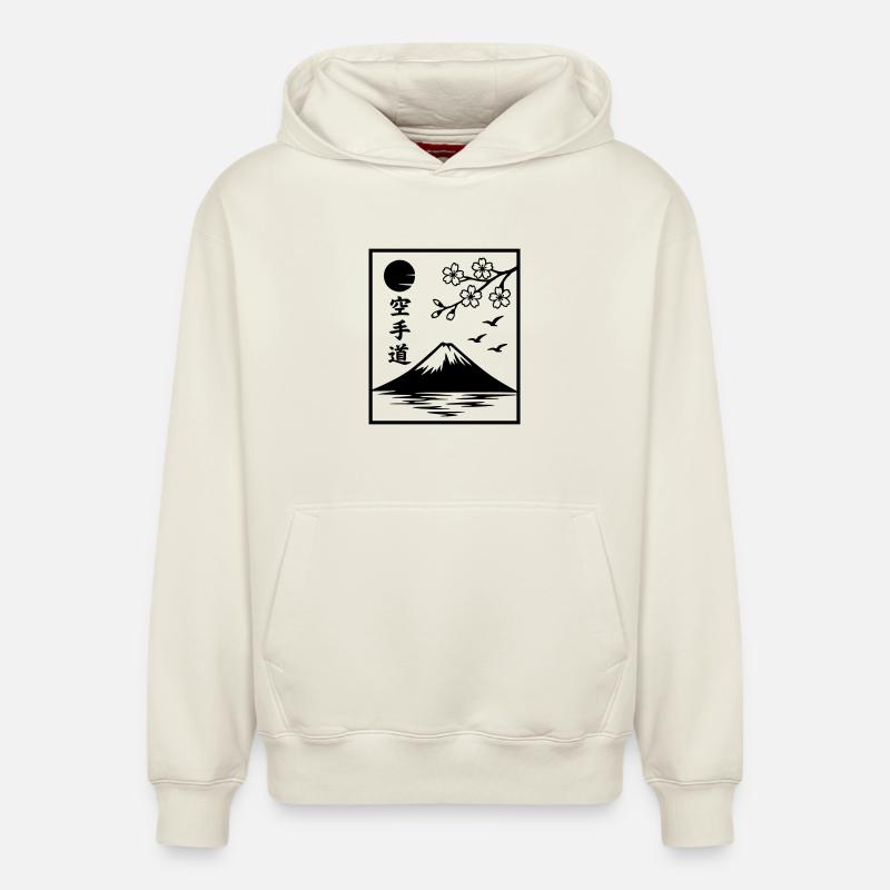Katate Paysage - Sweat à capuche unisexe décontracté en coton biologique – de SPREAD - blanc cassé