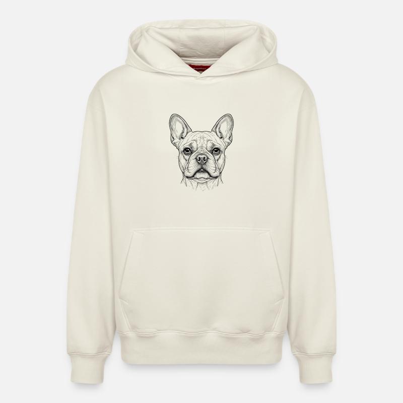 Bouledogue français Chien - Sweat à capuche unisexe décontracté en coton biologique – de SPREAD - blanc cassé