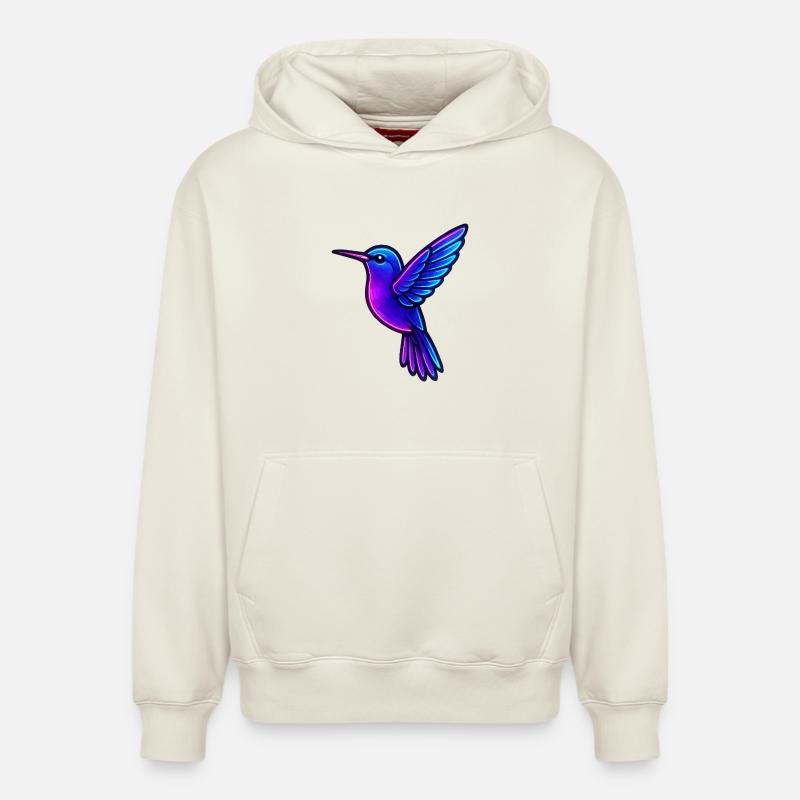Colibri néon - Sweat à capuche unisexe décontracté en coton biologique – de SPREAD - blanc cassé
