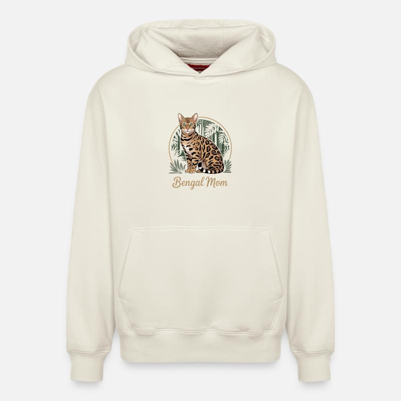 Mignonne maman chatte Bengalie - Sweat à capuche unisexe décontracté en coton biologique – de SPREAD - blanc cassé