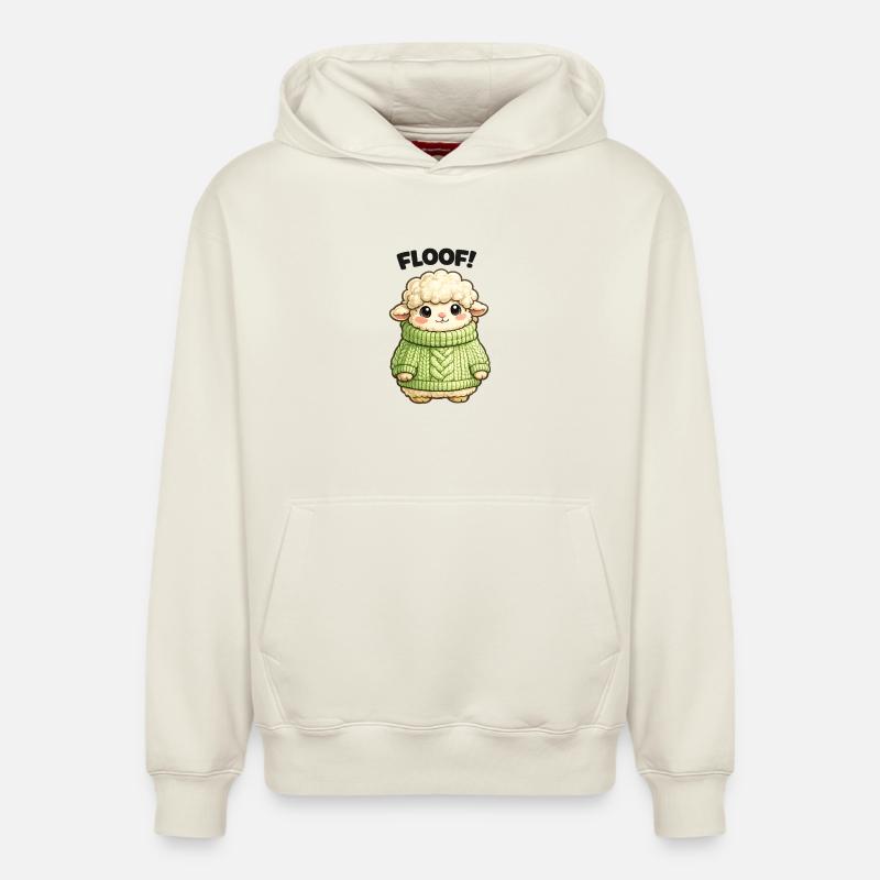 Kuscheliges Schäfchen Pullover Design - Relaxed Unisex Organic Hoodie – von SPREAD - Naturweiß