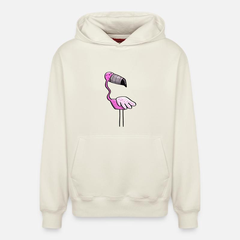 Flamingo Puissance - Oiseau - Été - Rose - Sweat à capuche unisexe décontracté en coton biologique – de SPREAD - blanc cassé