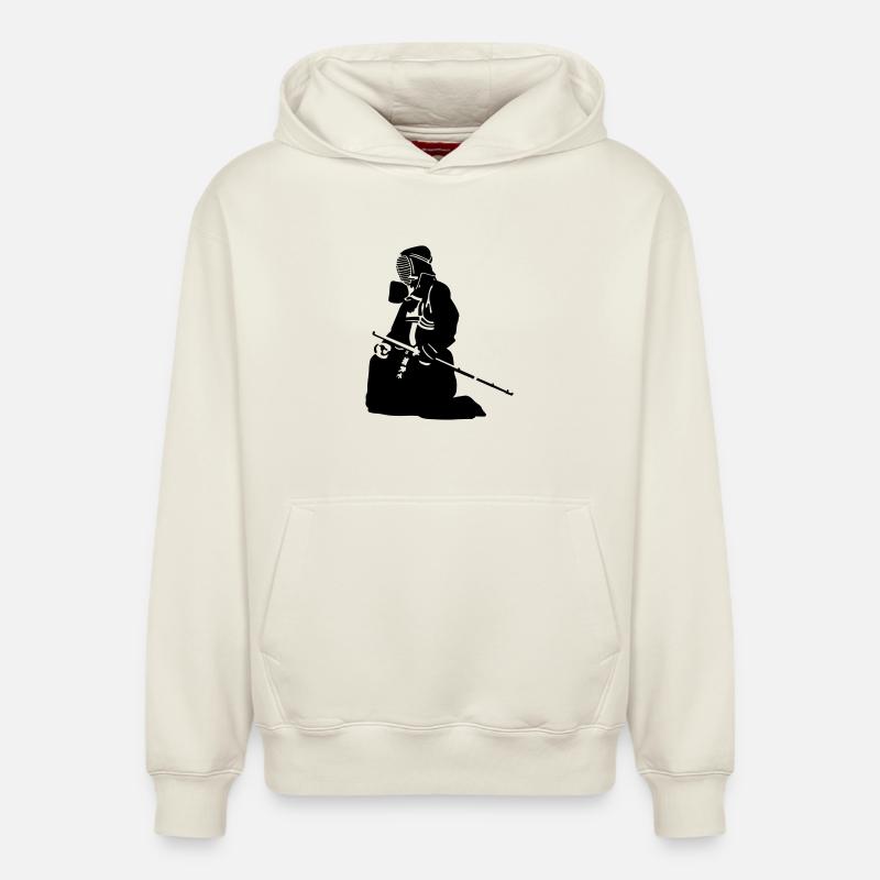 kendo - Sweat à capuche unisexe décontracté en coton biologique – de SPREAD - blanc cassé