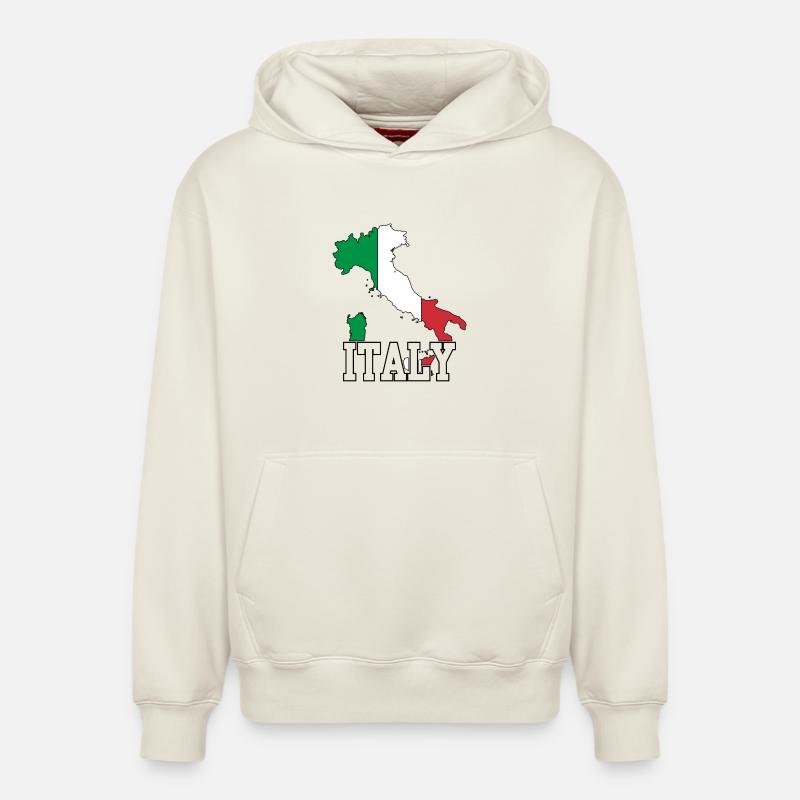 Italie - Sweat à capuche unisexe décontracté en coton biologique – de SPREAD - blanc cassé