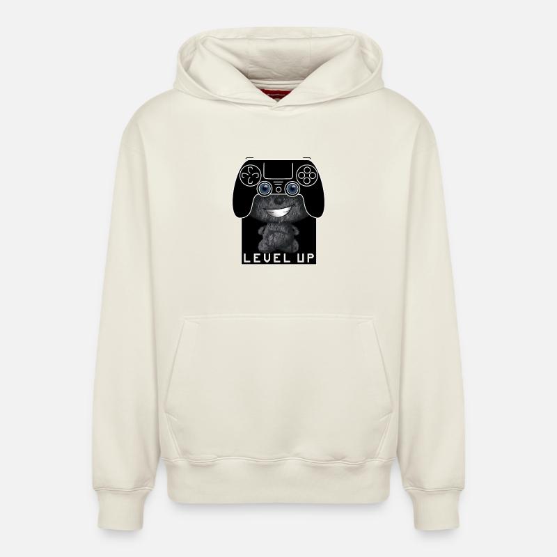 Manette Level Up Mignon - Sweat à capuche unisexe décontracté en coton biologique – de SPREAD - blanc cassé