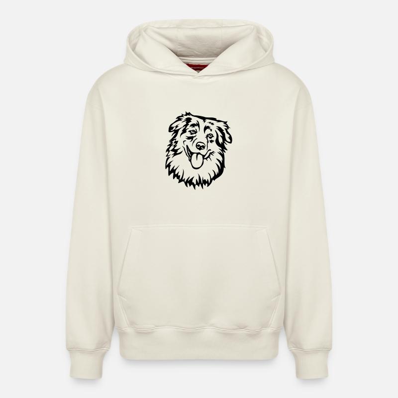 Tête de berger australien - Sweat à capuche unisexe décontracté en coton biologique – de SPREAD - blanc cassé