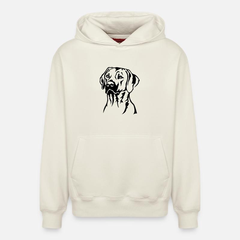 Rhodesian Ridgeback Head - Sweat à capuche unisexe décontracté en coton biologique – de SPREAD - blanc cassé