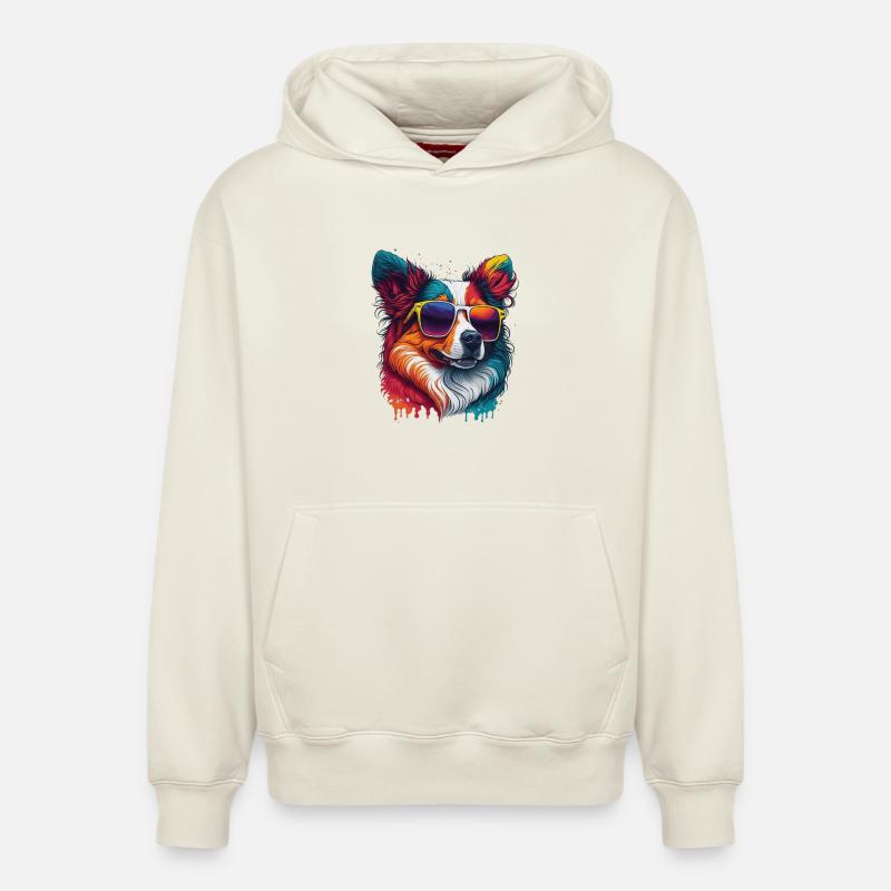 chien cool - Sweat à capuche unisexe décontracté en coton biologique – de SPREAD - blanc cassé
