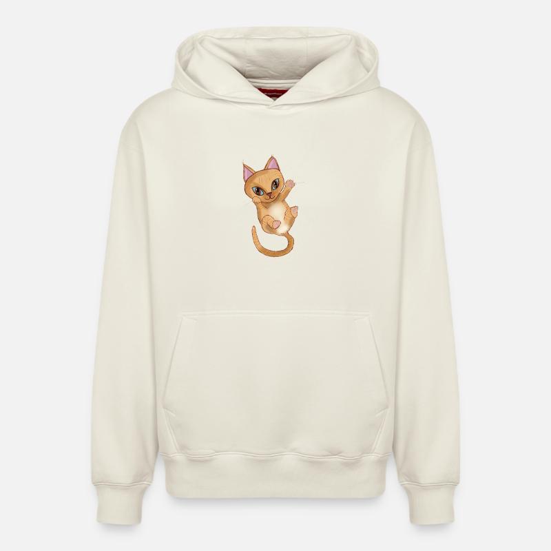 Chaton Orange mignon - Sweat à capuche unisexe décontracté en coton biologique – de SPREAD - blanc cassé
