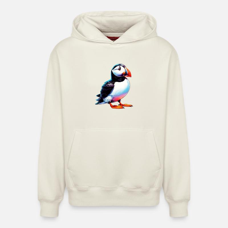 Macareux - Sweat à capuche unisexe décontracté en coton biologique – de SPREAD - blanc cassé