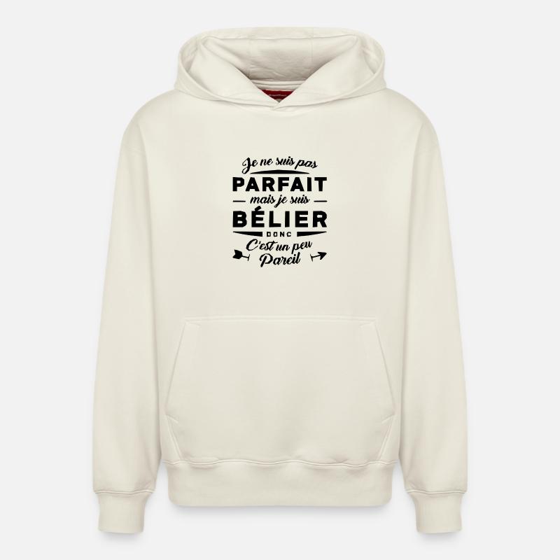 BELIER PARFAIT - Sweat à capuche unisexe décontracté en coton biologique – de SPREAD - blanc cassé