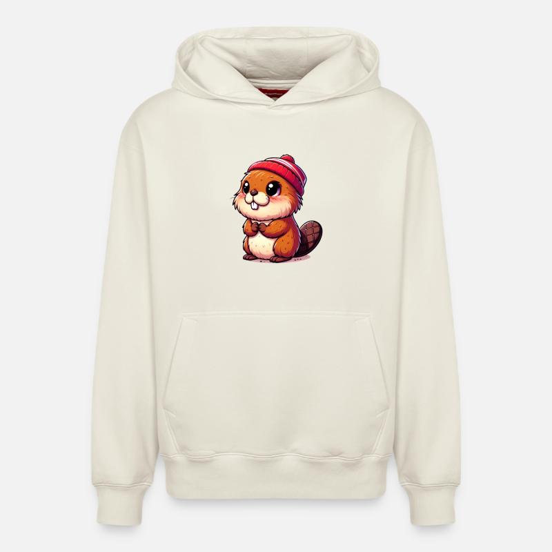 Castor - Sweat à capuche unisexe décontracté en coton biologique – de SPREAD - blanc cassé