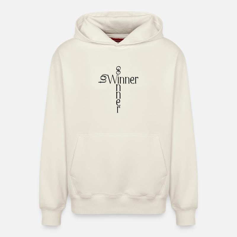SinnertoWinner Design - Sweat à capuche unisexe décontracté en coton biologique – de SPREAD - blanc cassé