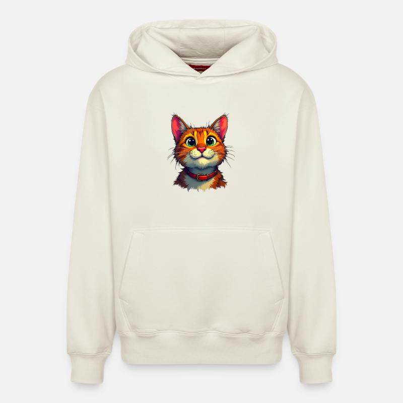 Chat mignon - Sweat à capuche unisexe décontracté en coton biologique – de SPREAD - blanc cassé