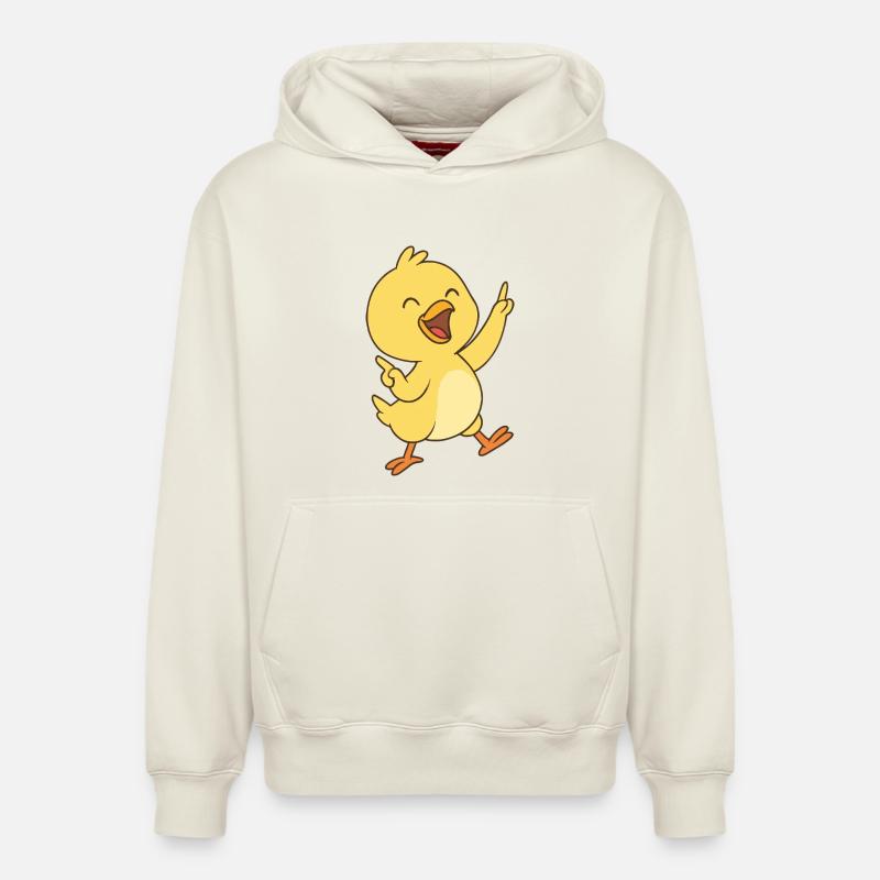 Danse du poussin heureux - Sweat à capuche unisexe décontracté en coton biologique – de SPREAD - blanc cassé