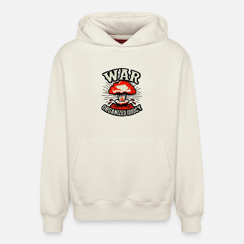 KRIEG – Organisierte Idiotie - Relaxed Unisex Organic Hoodie – von SPREAD - Naturweiß