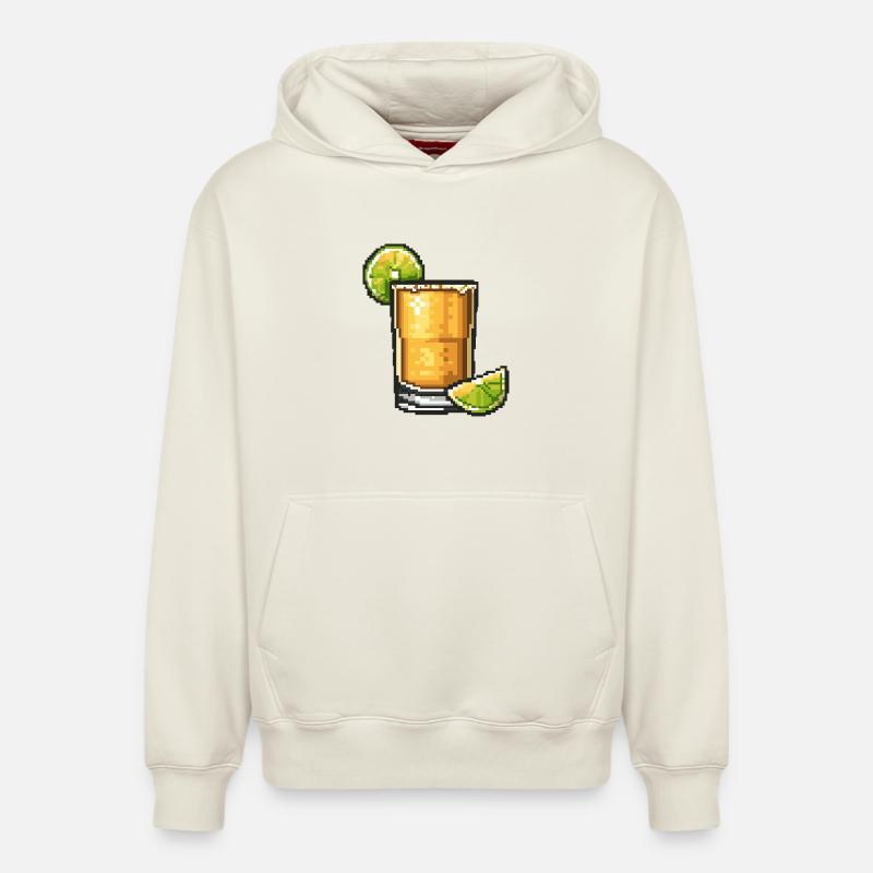 Whisky Pixel Cocktail Lime - Sweat à capuche unisexe décontracté en coton biologique – de SPREAD - blanc cassé
