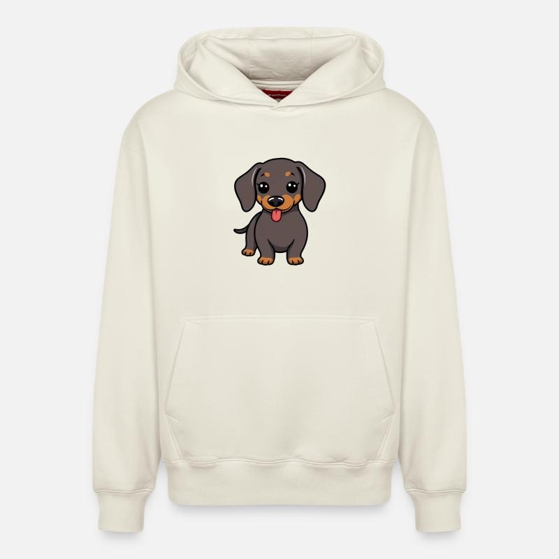 Chien teckel - Sweat à capuche unisexe décontracté en coton biologique – de SPREAD - blanc cassé