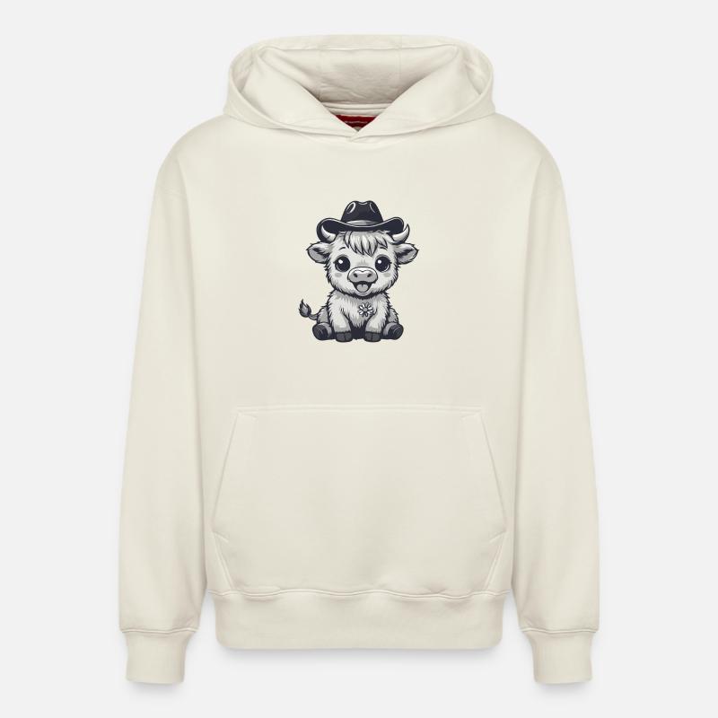 Vachette Cowboy Adorable - Sweat à capuche unisexe décontracté en coton biologique – de SPREAD - blanc cassé