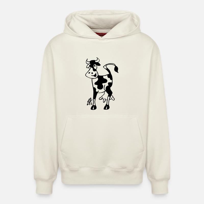 Vache - Sweat à capuche unisexe décontracté en coton biologique – de SPREAD - blanc cassé