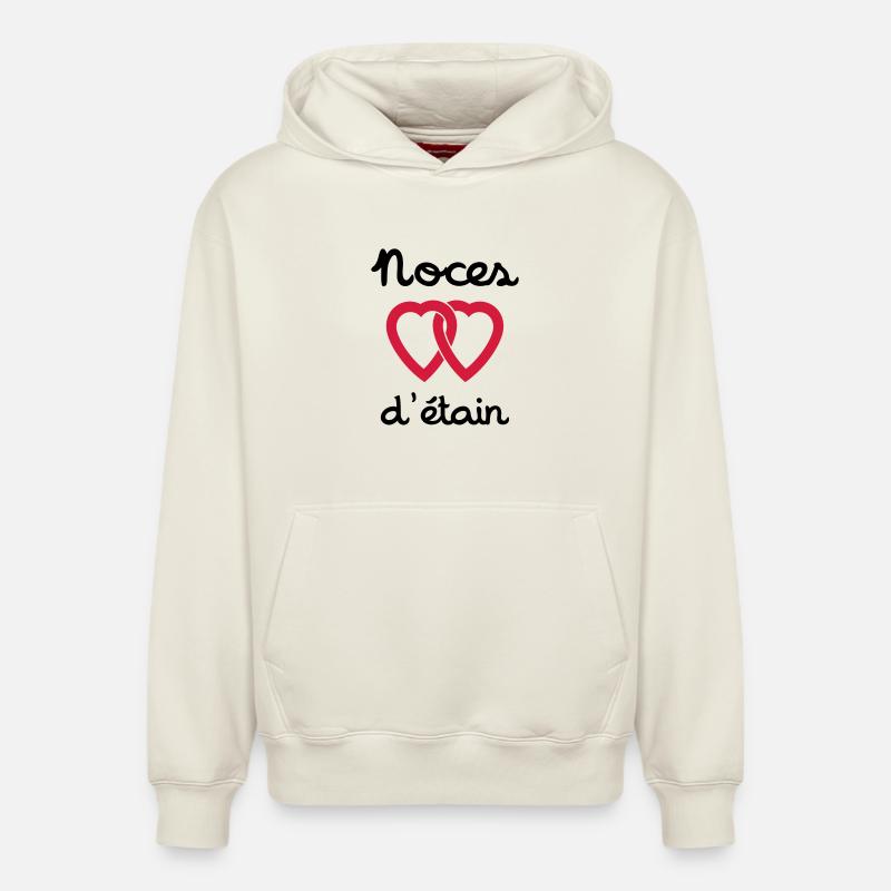 Noces d'étain - Sweat à capuche unisexe décontracté en coton biologique – de SPREAD - blanc cassé