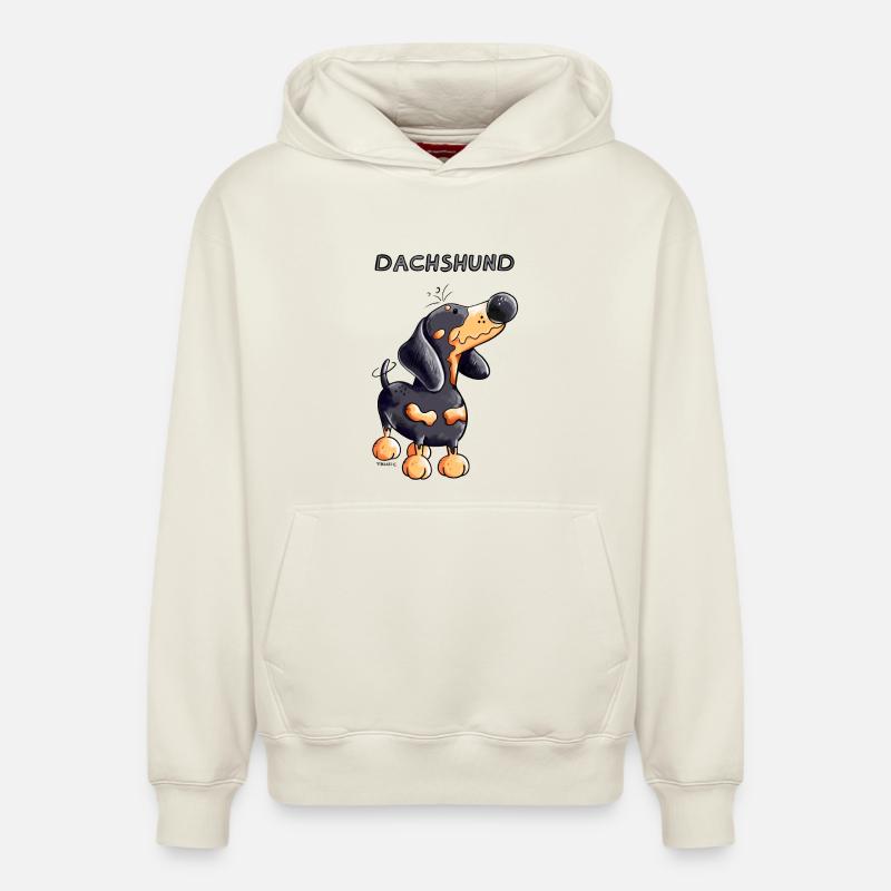Mignon Dachshund - Sweat à capuche unisexe décontracté en coton biologique – de SPREAD - blanc cassé