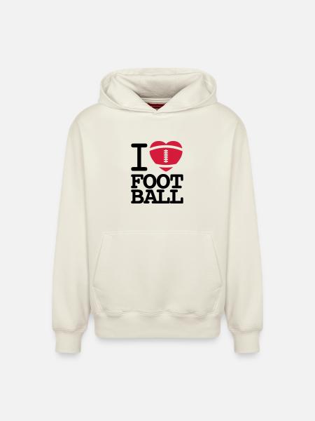 I love football - Unisex hættetrøje i økologisk bomuld med afslappet pasform – fra SPREAD - råhvid