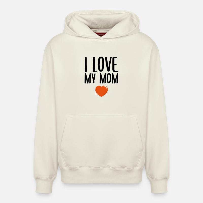 J'aime ma mère - Sweat à capuche unisexe décontracté en coton biologique – de SPREAD - blanc cassé