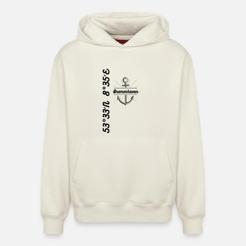 Bremerhaven coordonne Maritim - Sweat à capuche unisexe décontracté en coton biologique – de SPREAD - blanc cassé