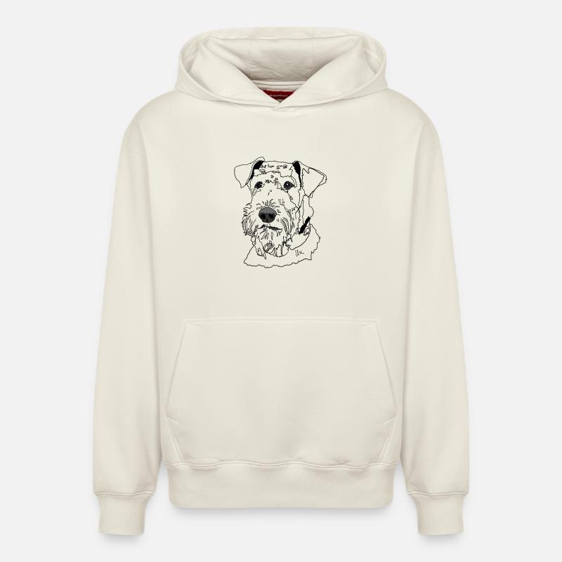 Airedale Terrier - Sweat à capuche unisexe décontracté en coton biologique – de SPREAD - blanc cassé