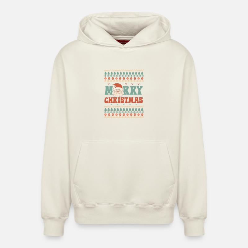 Pull de Noël moche - Sweat à capuche unisexe décontracté en coton biologique – de SPREAD - blanc cassé