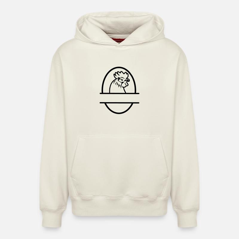 Poulet à l’œuf - Sweat à capuche unisexe décontracté en coton biologique – de SPREAD - blanc cassé