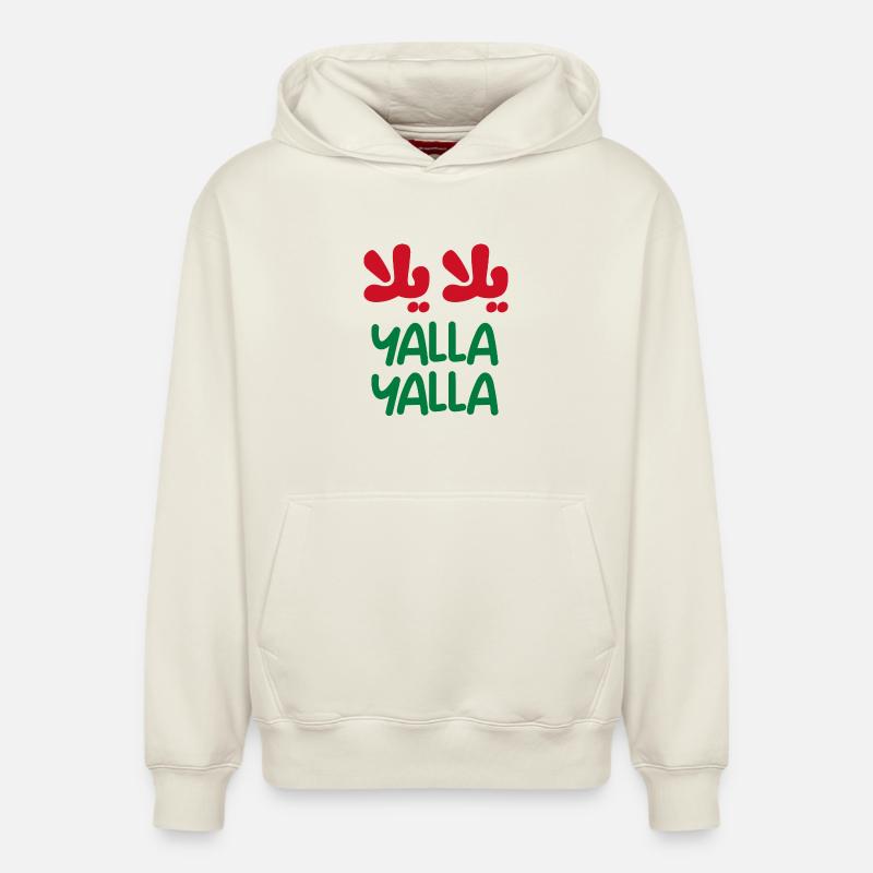 Yalla yalla - Sweat à capuche unisexe décontracté en coton biologique – de SPREAD - blanc cassé