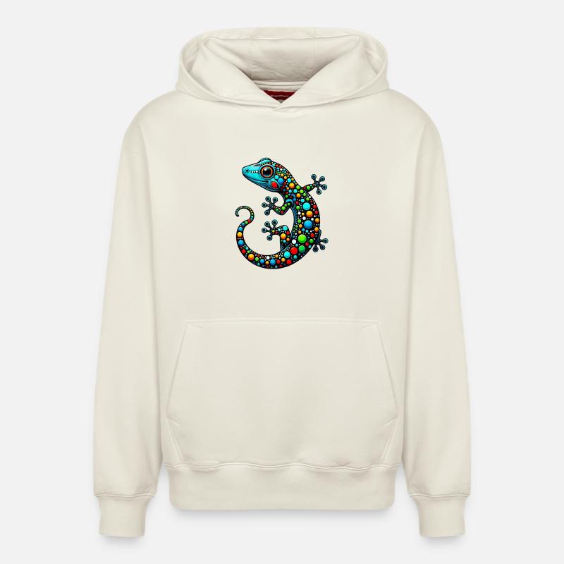 Gecko - Sweat à capuche unisexe décontracté en coton biologique – de SPREAD - blanc cassé