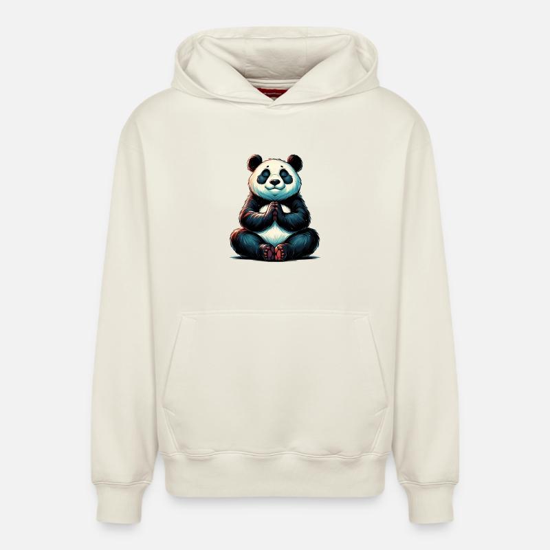 Panda - Sweat à capuche unisexe décontracté en coton biologique – de SPREAD - blanc cassé