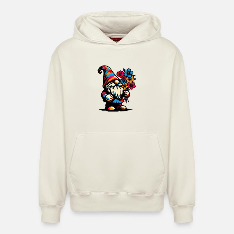 Gnome à fleurs - Sweat à capuche unisexe décontracté en coton biologique – de SPREAD - blanc cassé